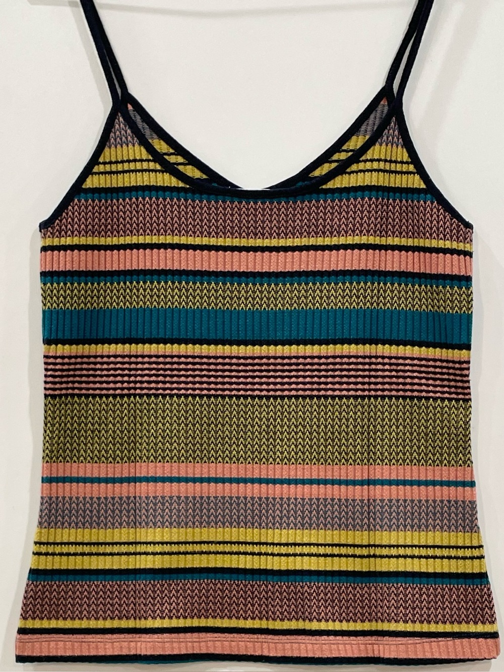 Striped Rib Knit Tank Top, Mango, Size M